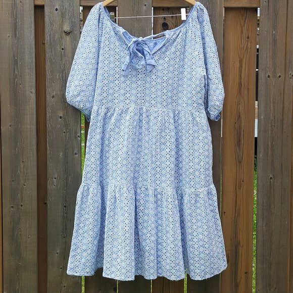 JILLIAN HARRIS LIFE AT HOME EYELET DRESS Women's Size 2XL Plus Size BEAUTIFUL - Picture 4 of 5